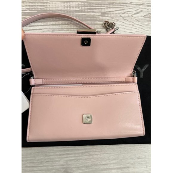 Givenchy Logo Wallet On Chain Pink Leather Cross Body Bag - Picture 8 of 12